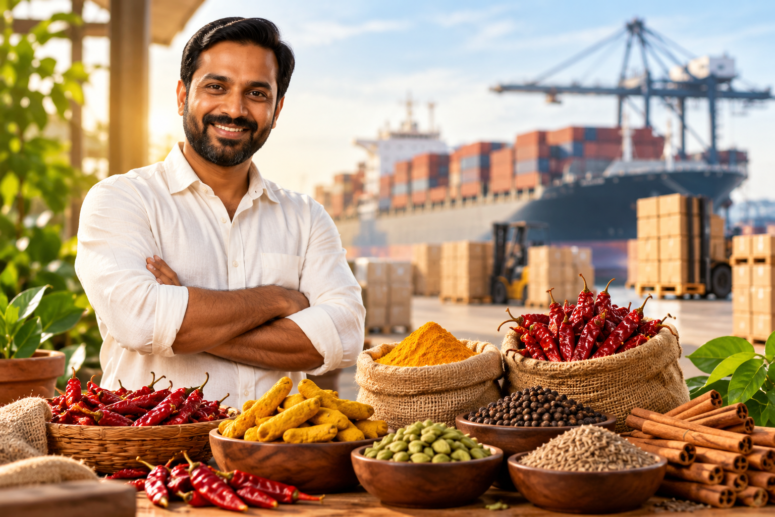 Spice export representative presenting Indian spices